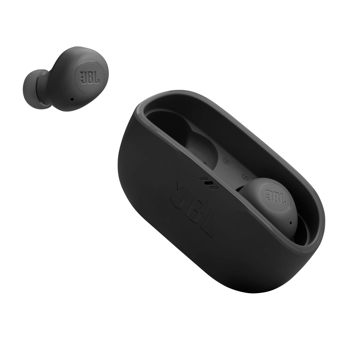 JBL Vibe Buds - Auriculares inalámbricos, Smart Ambient, VoiceAware, hasta 32 horas de duración de la batería con carga rápida, resistentes al agua y al polvo, sonido JBL Deep Bass (negro)